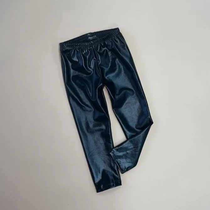 Vida-Leather Leggings | Black Metallic