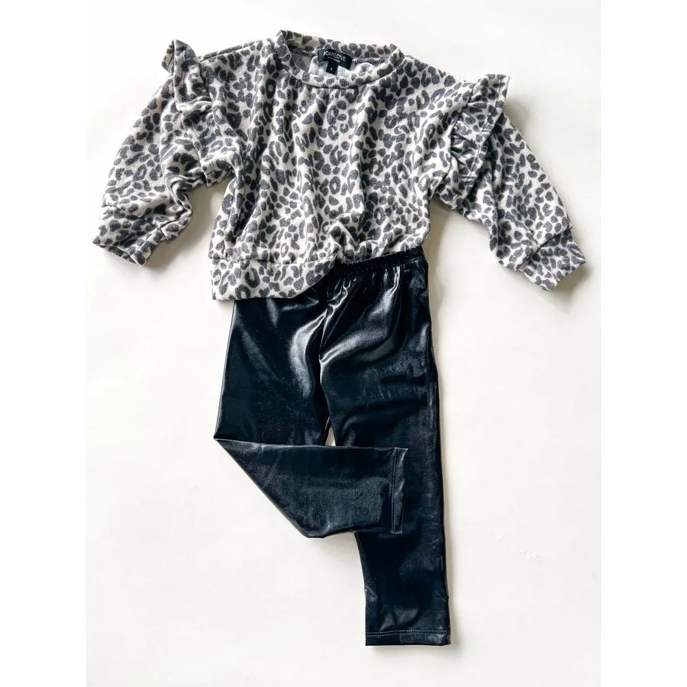 Vida-Leather Leggings | Black Metallic