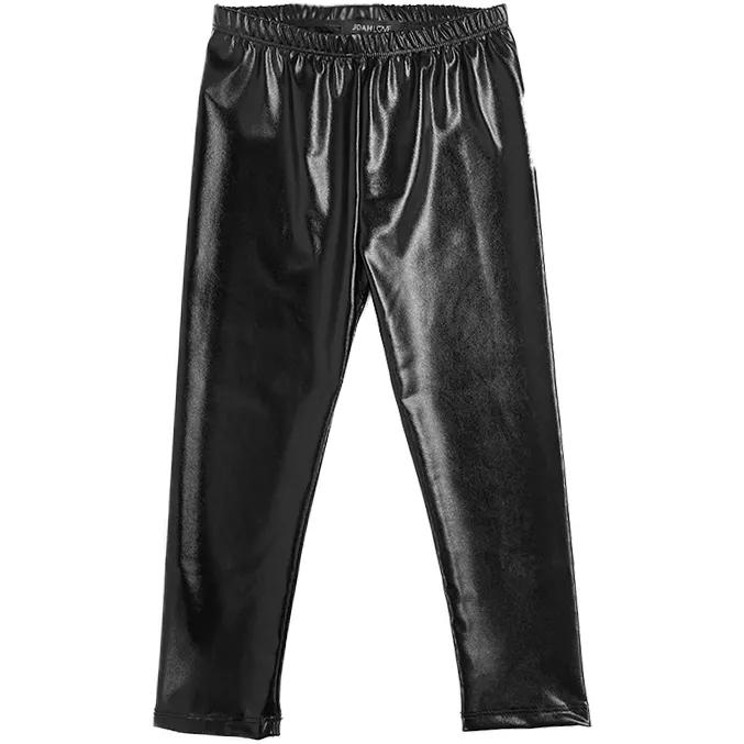 Vida-Leather Leggings | Black Metallic