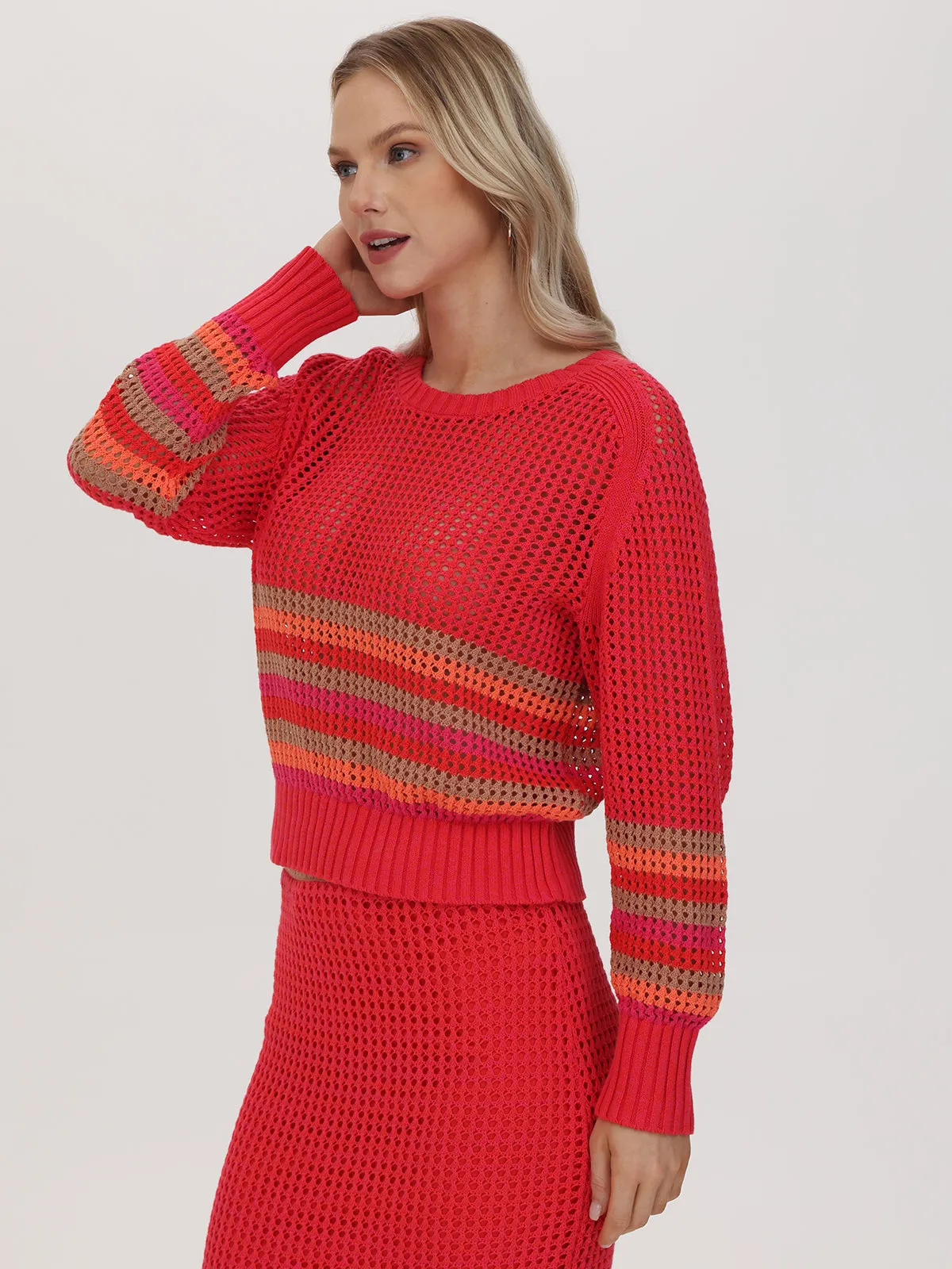 Vienna: Stripe Pointelle Pullover