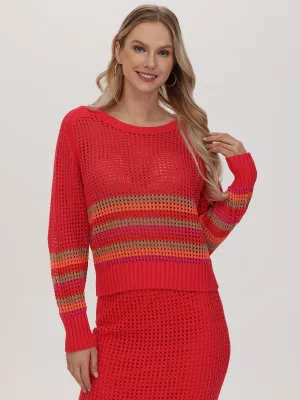 Vienna: Stripe Pointelle Pullover
