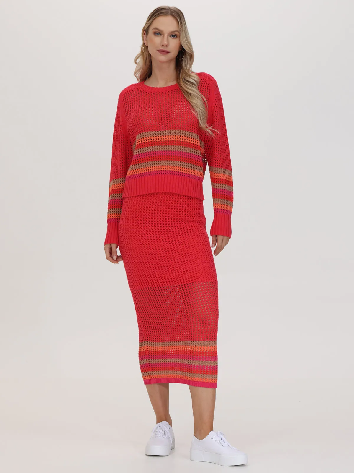 Vienna: Stripe Pointelle Pullover