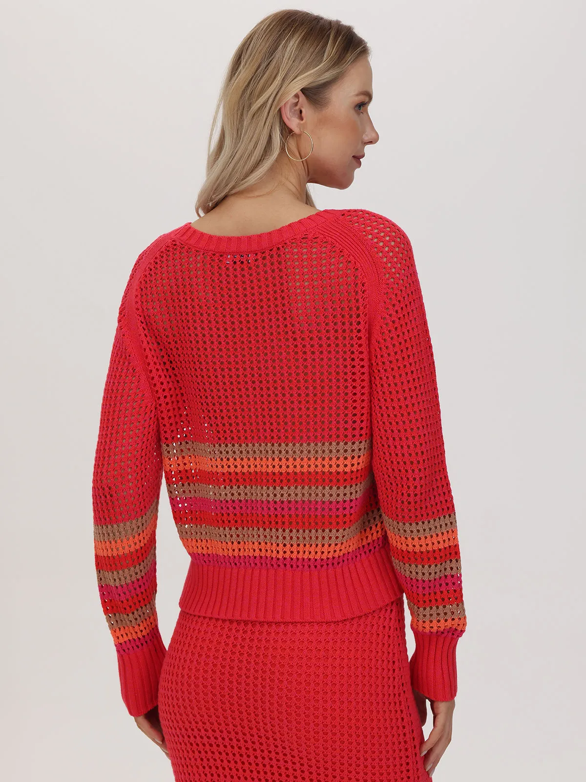 Vienna: Stripe Pointelle Pullover