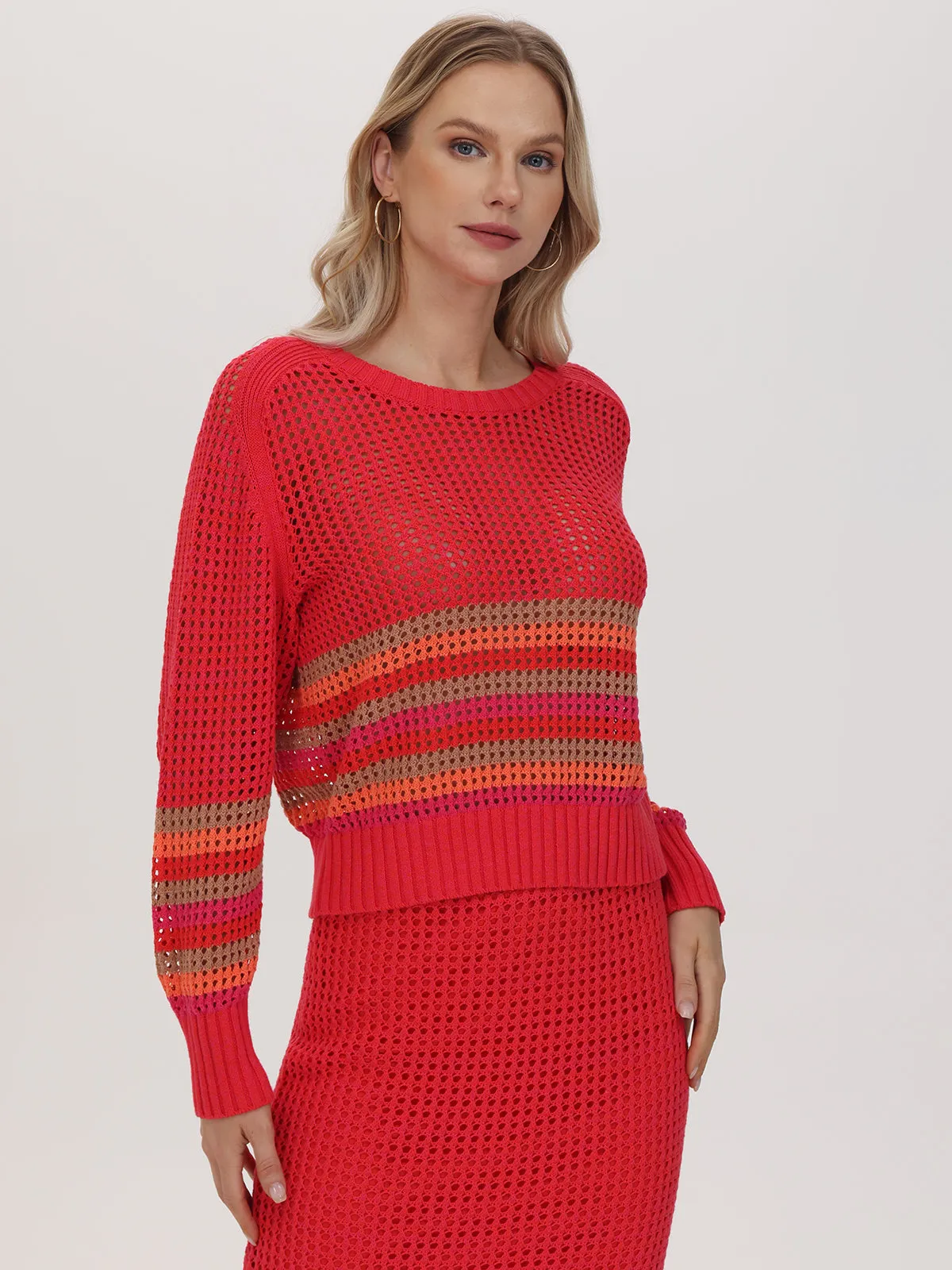 Vienna: Stripe Pointelle Pullover