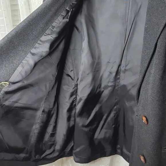 Vintage 80's-90's Saks Fifth Avenue Wool &amp; Cashmere Blend Dark Grey Peacoat Sz16