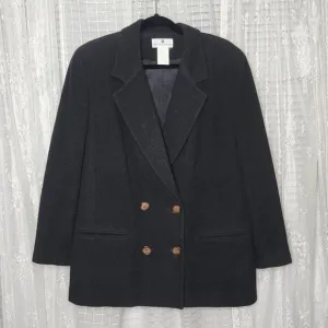 Vintage 80's-90's Saks Fifth Avenue Wool &amp; Cashmere Blend Dark Grey Peacoat Sz16