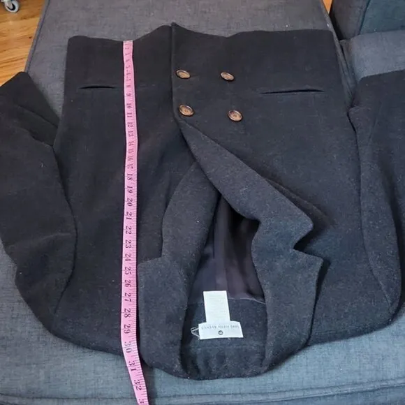 Vintage 80's-90's Saks Fifth Avenue Wool &amp; Cashmere Blend Dark Grey Peacoat Sz16