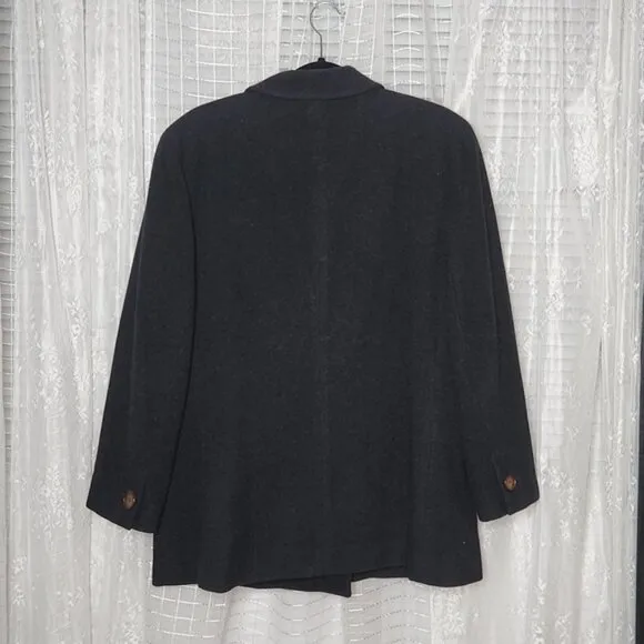 Vintage 80's-90's Saks Fifth Avenue Wool &amp; Cashmere Blend Dark Grey Peacoat Sz16