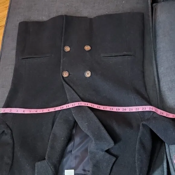 Vintage 80's-90's Saks Fifth Avenue Wool &amp; Cashmere Blend Dark Grey Peacoat Sz16
