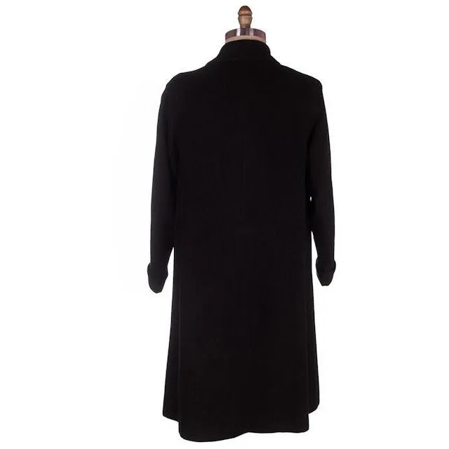 Vintage Ladies Classic Black Cashmere Coat 1950s M-L 44Bust
