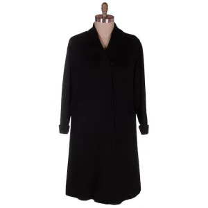 Vintage Ladies Classic Black Cashmere Coat 1950s M-L 44Bust