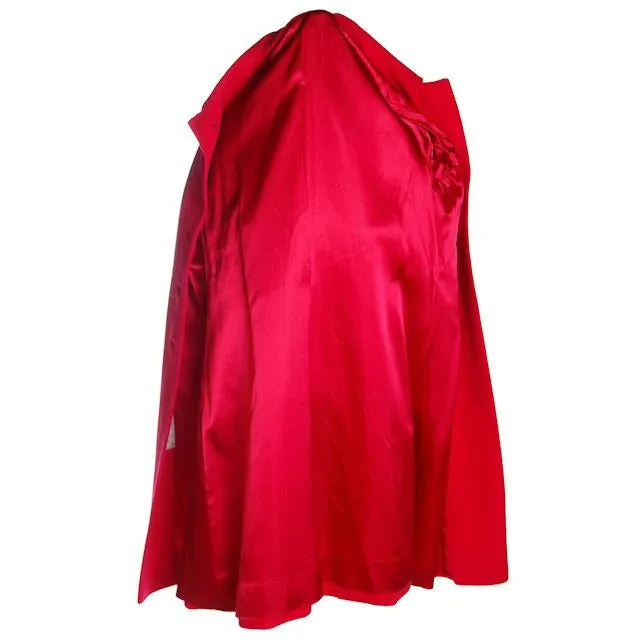 Vintage Lipstick Red Cashmere Coat 1950s Fabulous Pockets 42" Bust