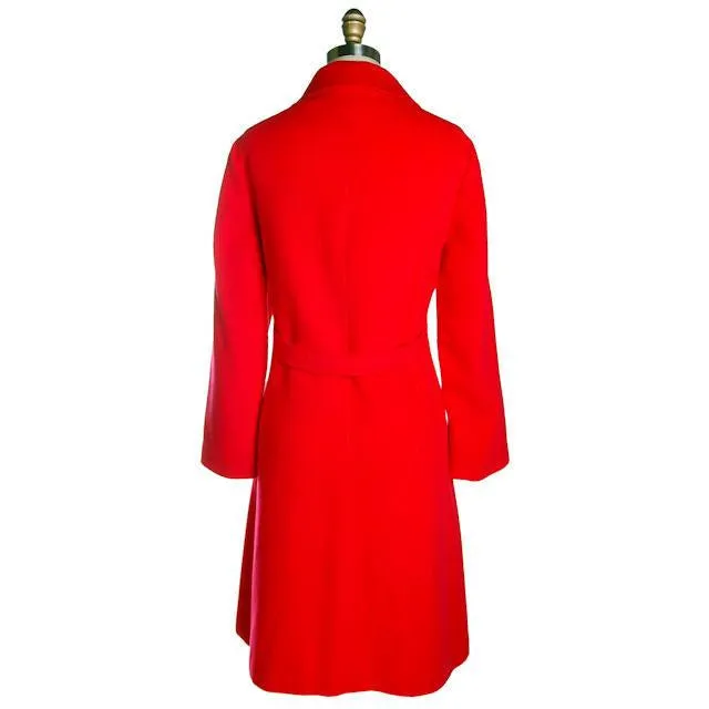 Vintage Lipstick Red Cashmere Coat 1950s Fabulous Pockets 42" Bust