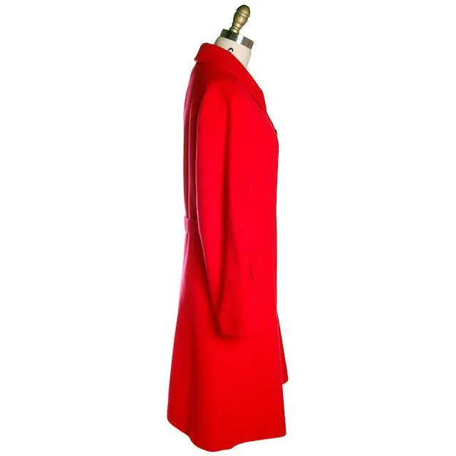 Vintage Lipstick Red Cashmere Coat 1950s Fabulous Pockets 42" Bust