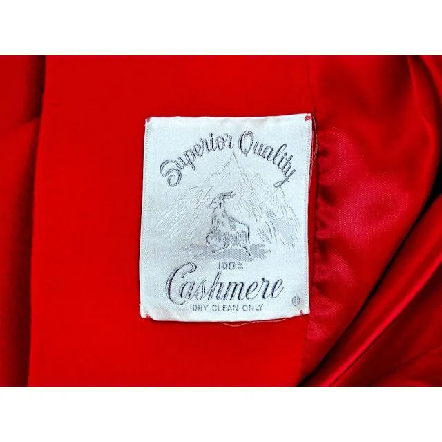 Vintage Lipstick Red Cashmere Coat 1950s Fabulous Pockets 42" Bust