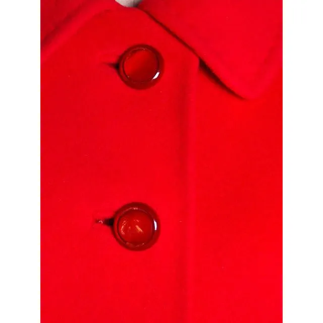 Vintage Lipstick Red Cashmere Coat 1950s Fabulous Pockets 42" Bust