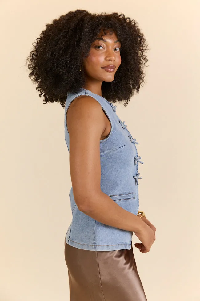 Western Ties Bow Denim Vest