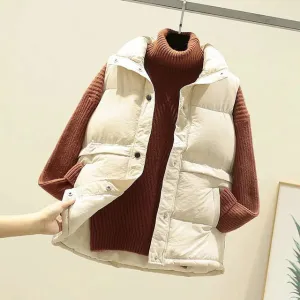 Women Sleeveless Vest Winter Warm Cotton Padded Jacket