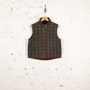 Women's Check Barbour Sleeveless Wax Zip Off Sleeve Jacket - Green - Women's M
