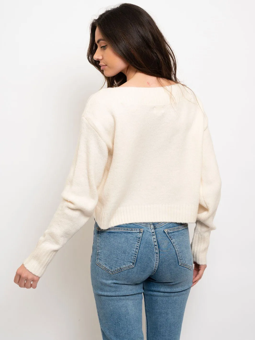 WOMEN'S CREWNECK CROP SWEATER