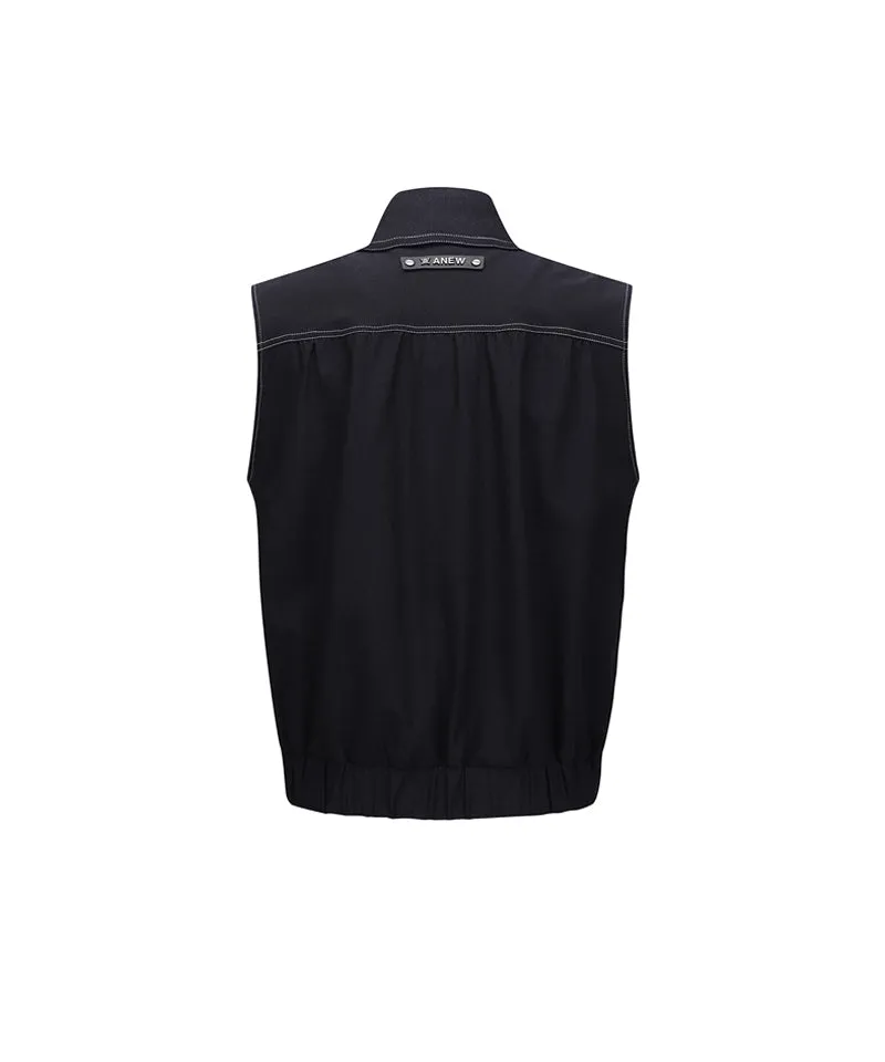 Women's Denim-Like Vest - Navy