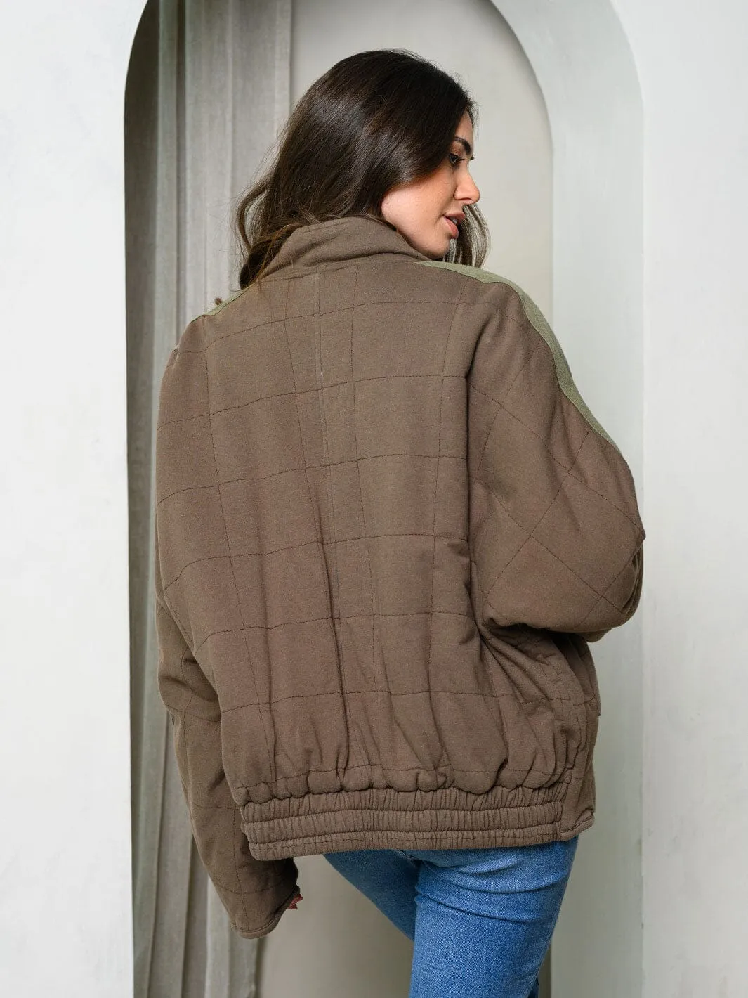 WOMEN'S LONG SLEEVE POCKETS REVERSIBLE QUILTED JACKET