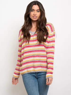 WOMEN'S MULTI STRIPES CREWNECK SWEATER