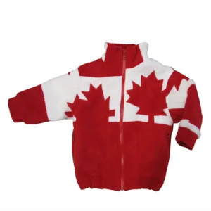 YOUTH MAPLE LEAF PATCHWORK BOMBER RED