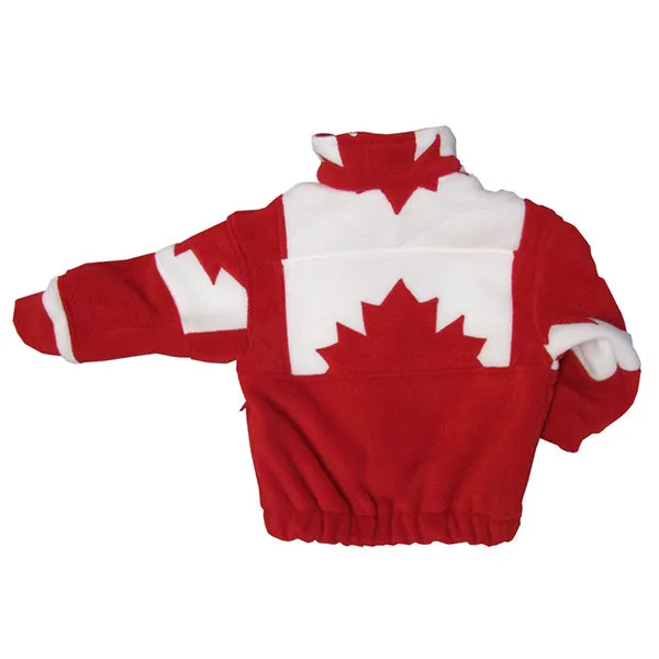 YOUTH MAPLE LEAF PATCHWORK BOMBER RED