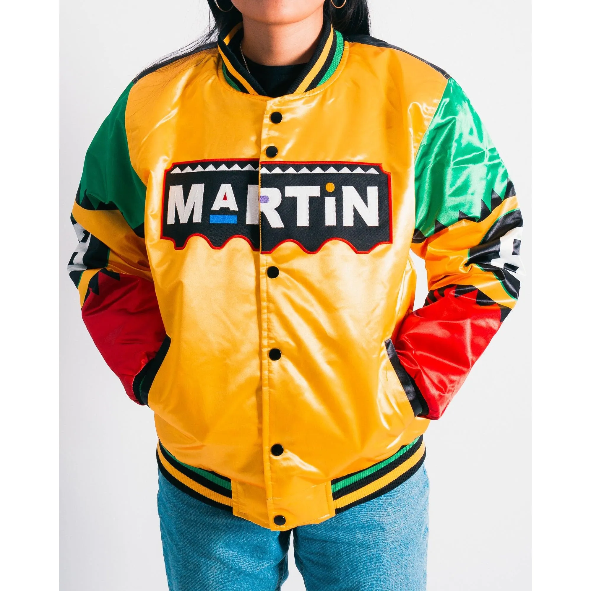 YOUTH MARTIN 8BALL INVERTED SATIN JACKET YELLOW