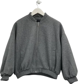 ZARA Grey Zip Front Bomber Jacket UK S
