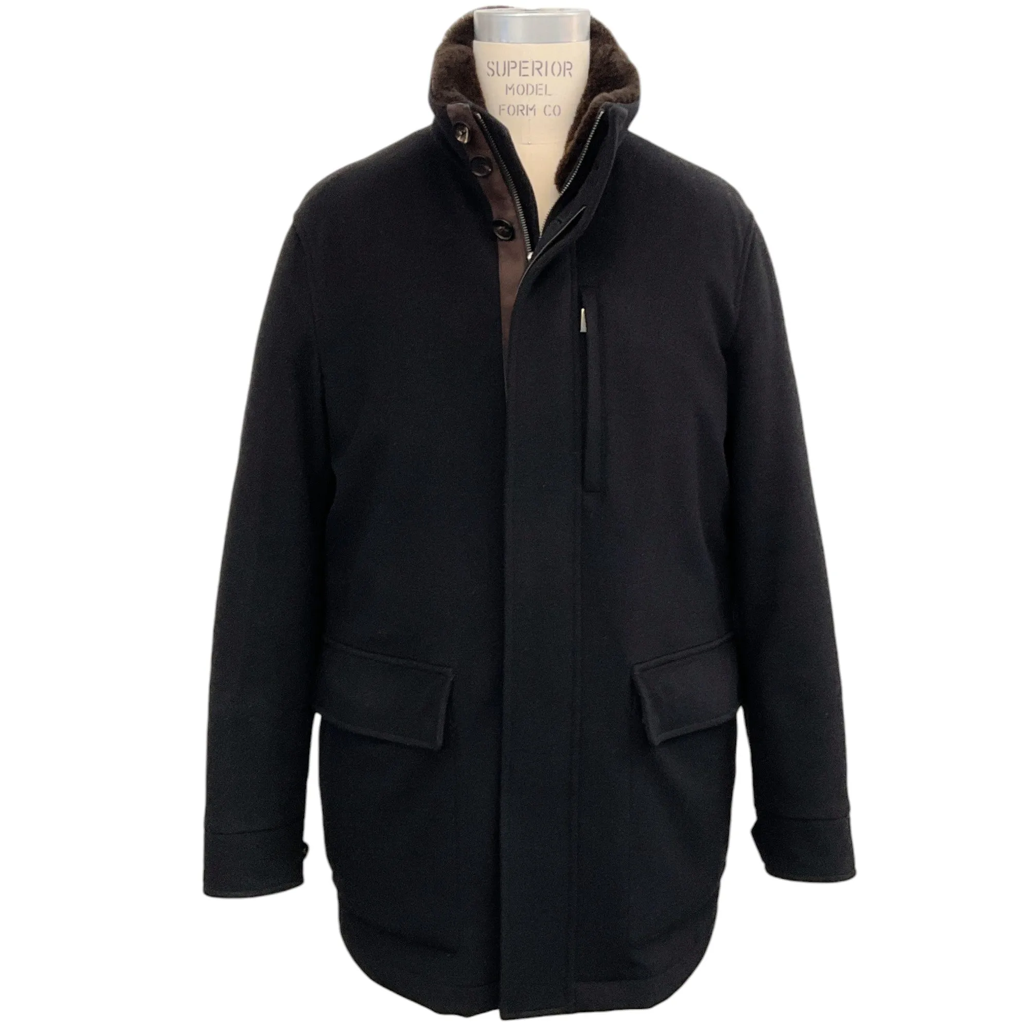 Zegna Men's Black Cashmere Coat