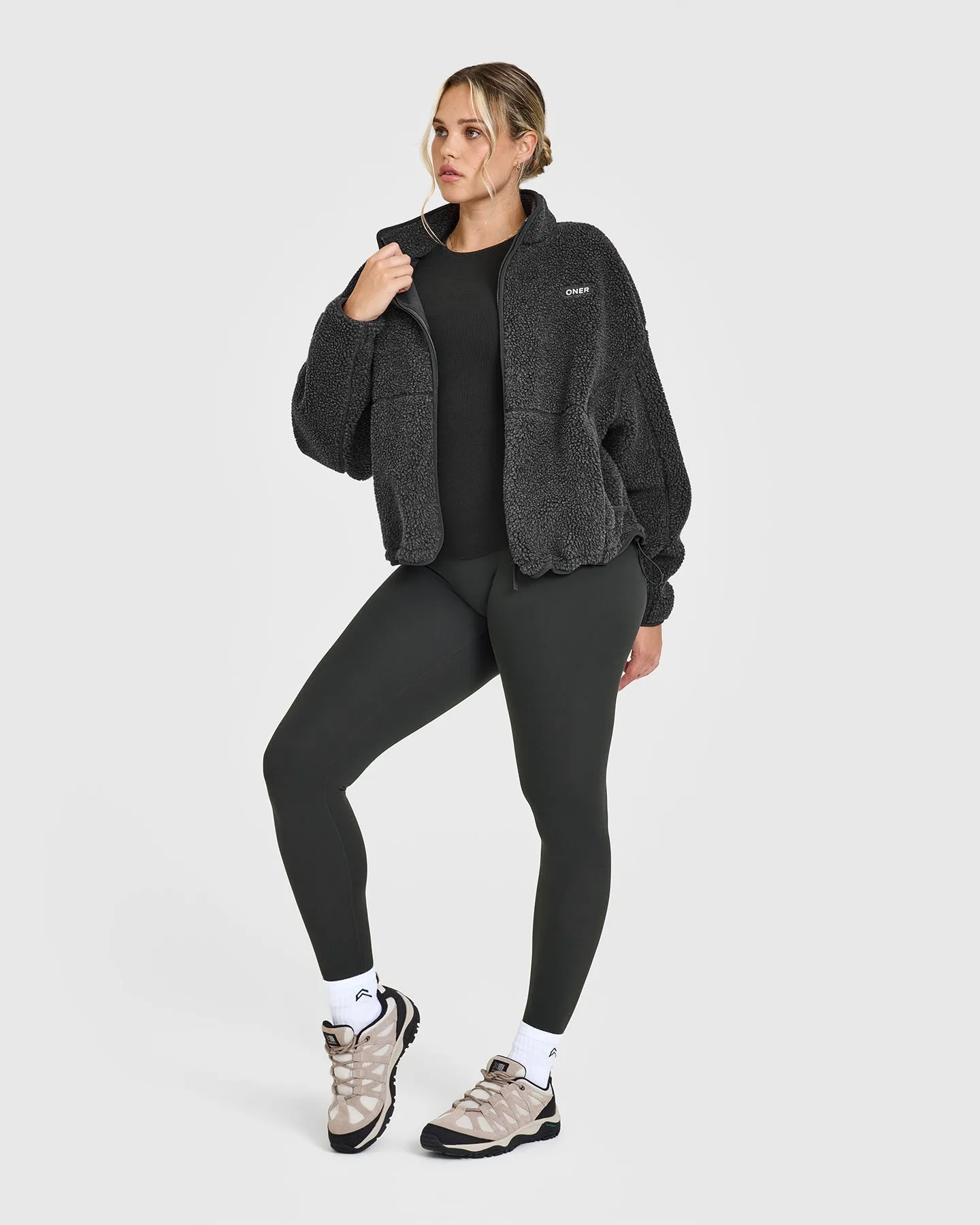 Zip Through Fleece Jacket | Washed Grey