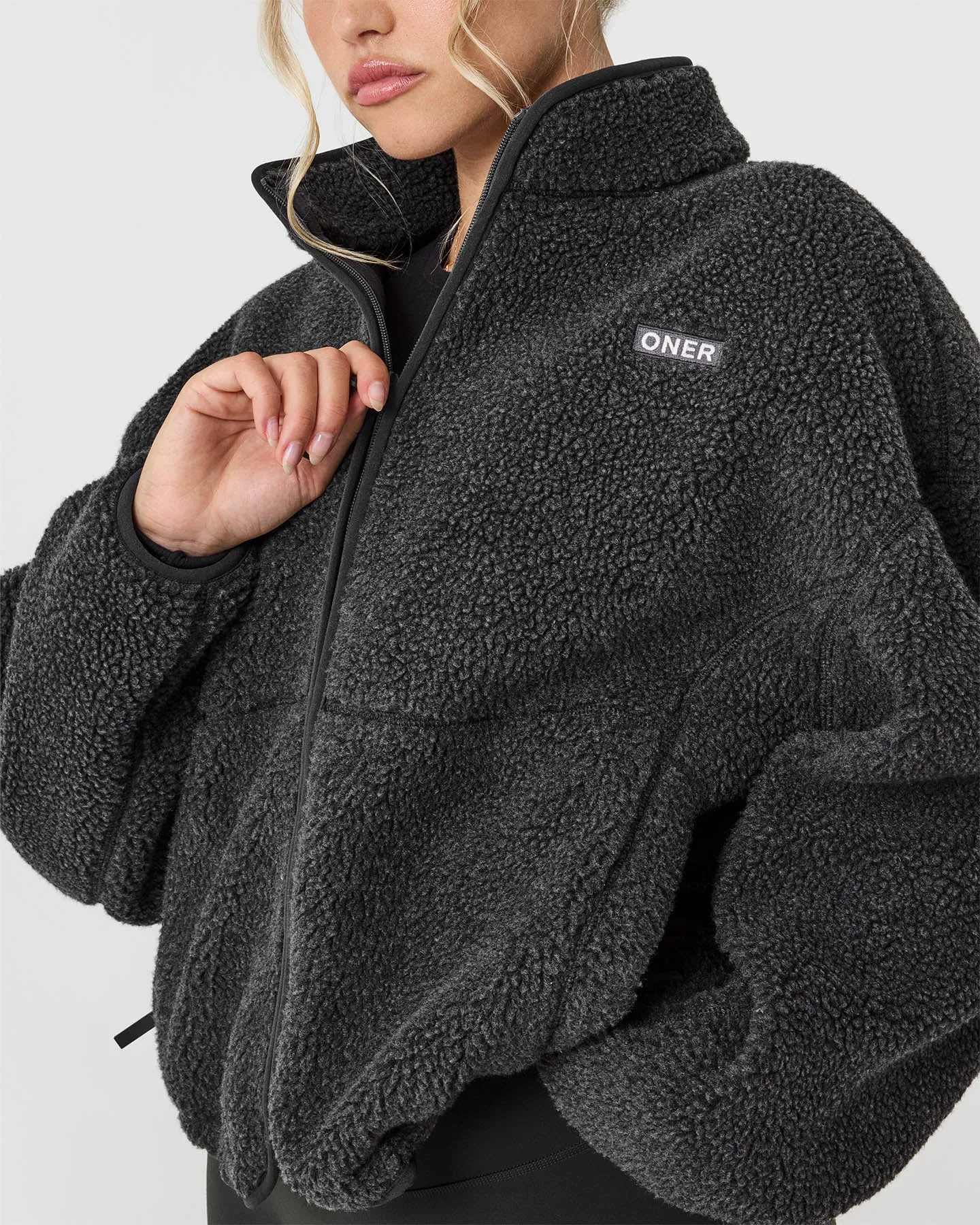 Zip Through Fleece Jacket | Washed Grey